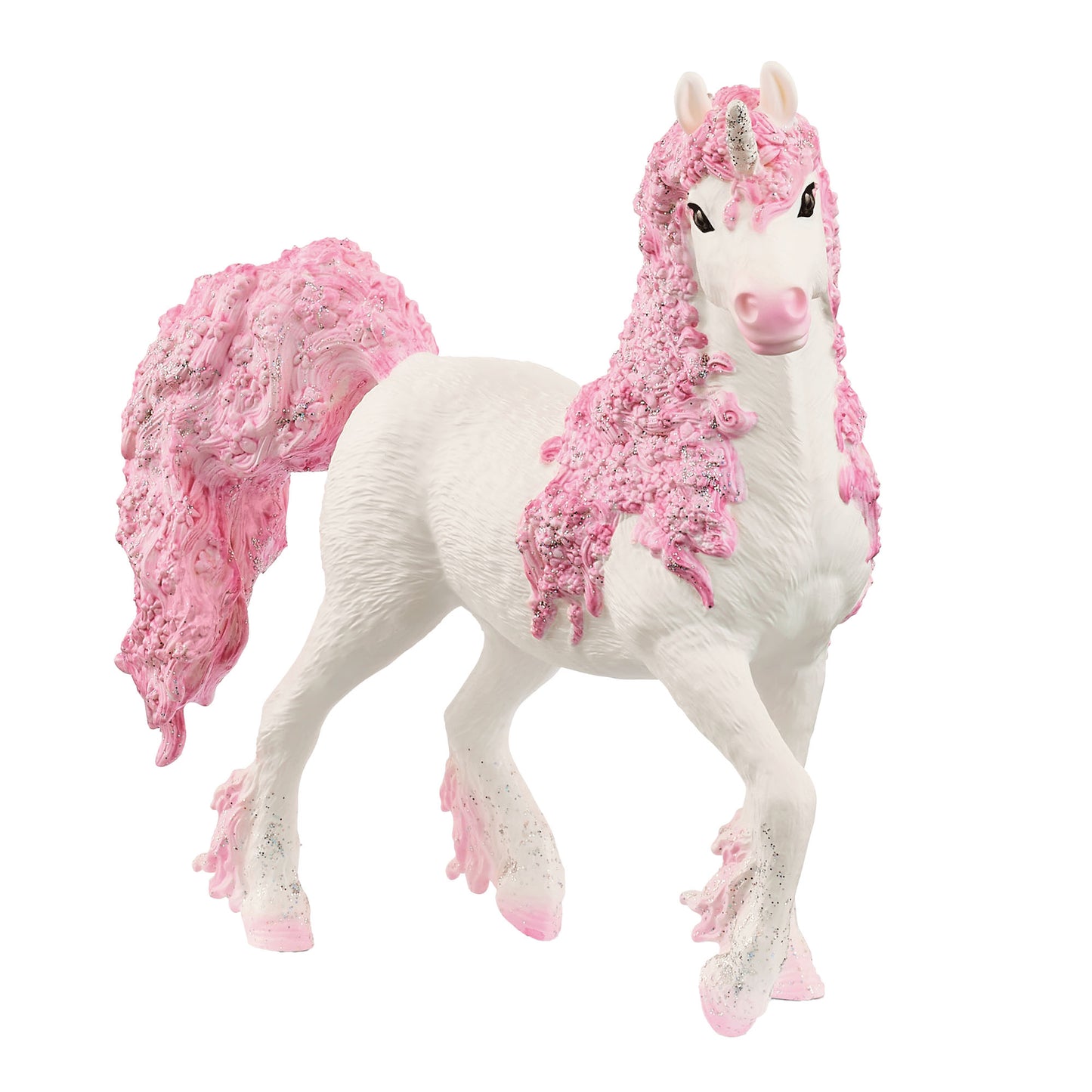 Schleich Bayala Flower Unicorn Mare white and pink figurine with glitter details