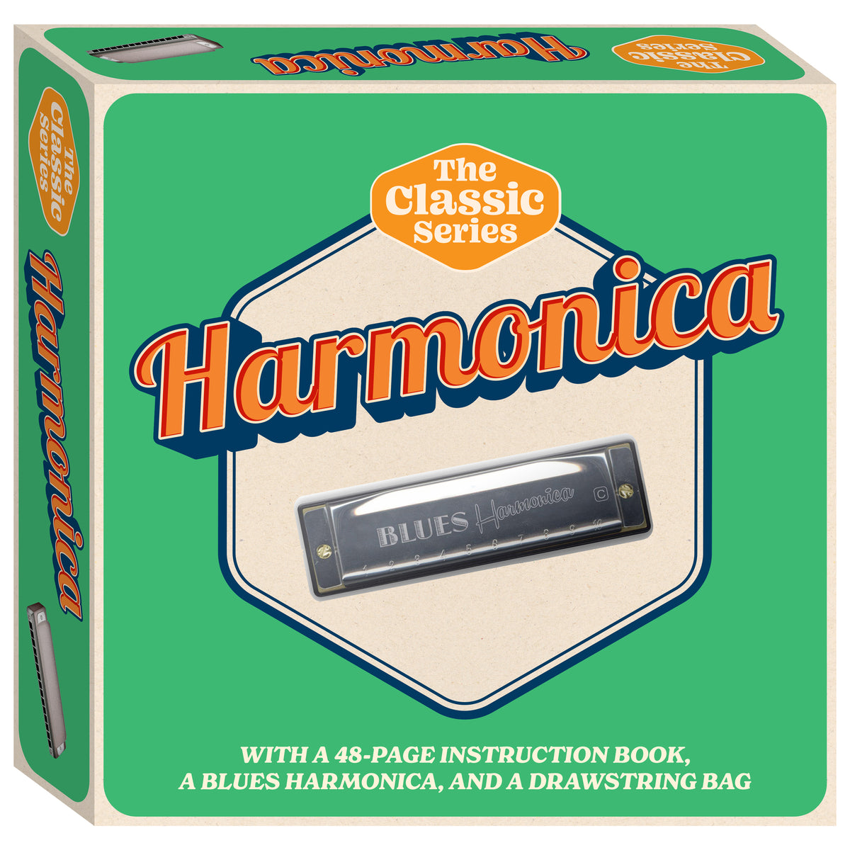 Hinkler Retro Box Harmonica Classic Series with instruction book and drawstring bag
