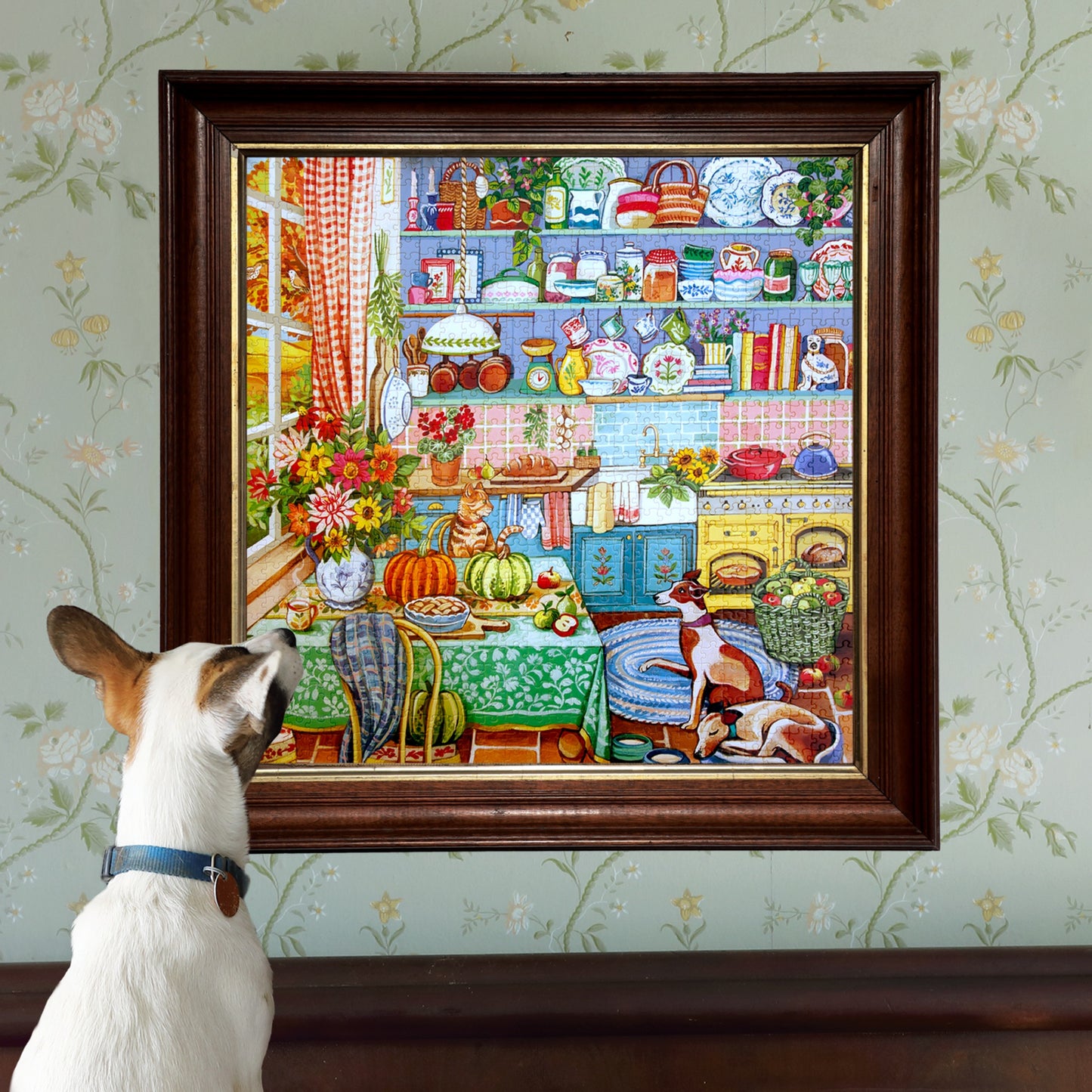 Piece&Love Harvest Kitchen 1000 piece puzzle featuring colorful kitchen scene with vegetables and tableware