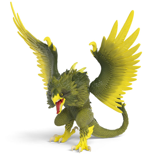 Eldrador Creatures Jungle Raptor green and yellow winged dragon toy figure