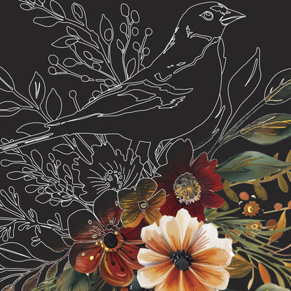 Scratch Art Paper Pad Autumn Equinox with bird, flowers, and foliage design