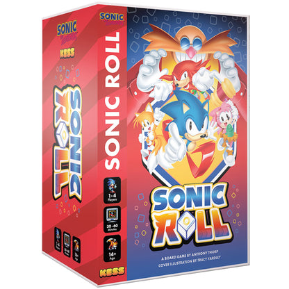 Sonic Roll board game box featuring Sonic and Dr. Robotnik characters, 1-4 players, ages 14+