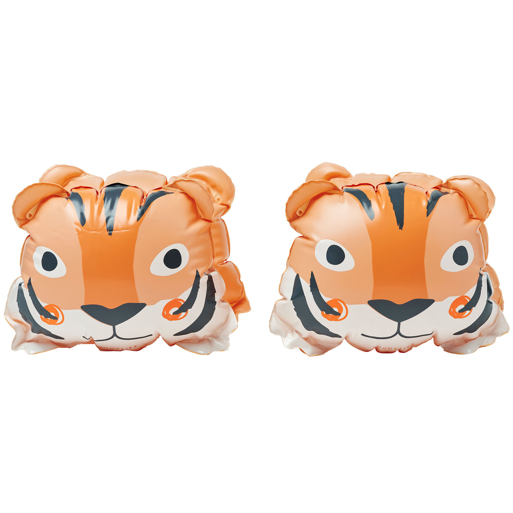 Tino the Tiger inflatable arm bands in orange and cream clay color