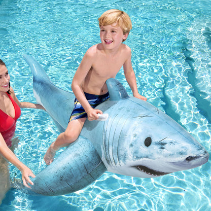 H2OGO! Realistic Shark Ride-On – 72" Inflatable Pool Float with Handles