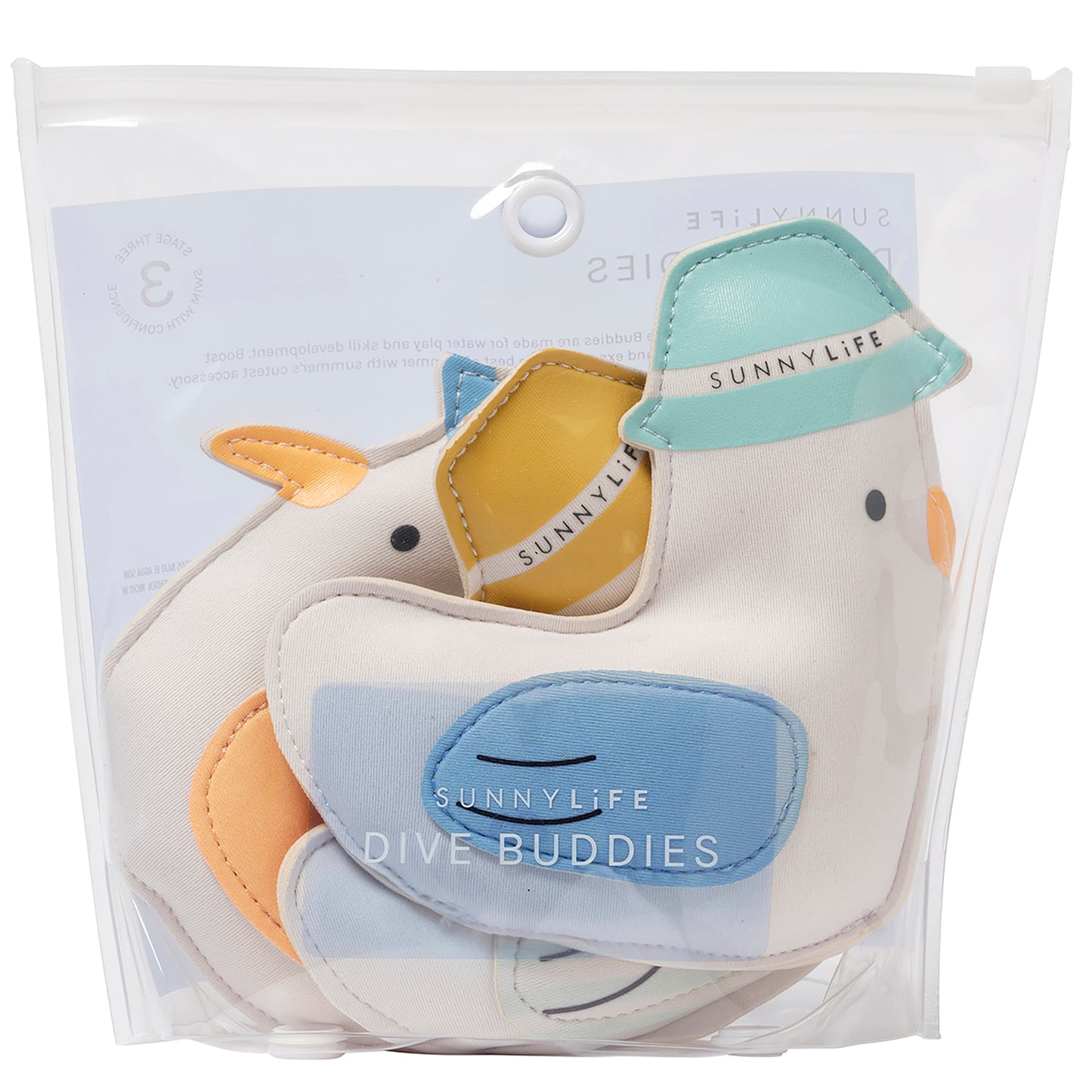Sunnylife Dive Buddies - Sid The Seagull 3pk, Pool Toys with Colorful Hats