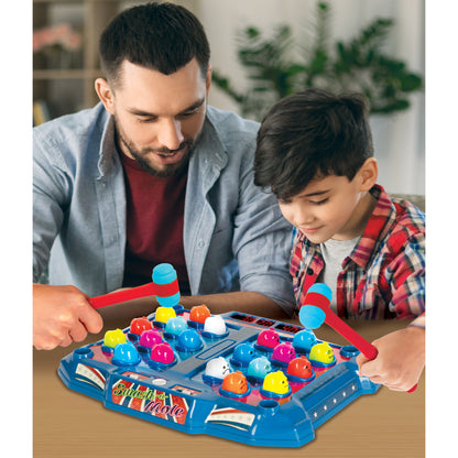 Retro Arcade Electronic Smash-A-Mole game with colorful moles, mallets, and LED scoreboard