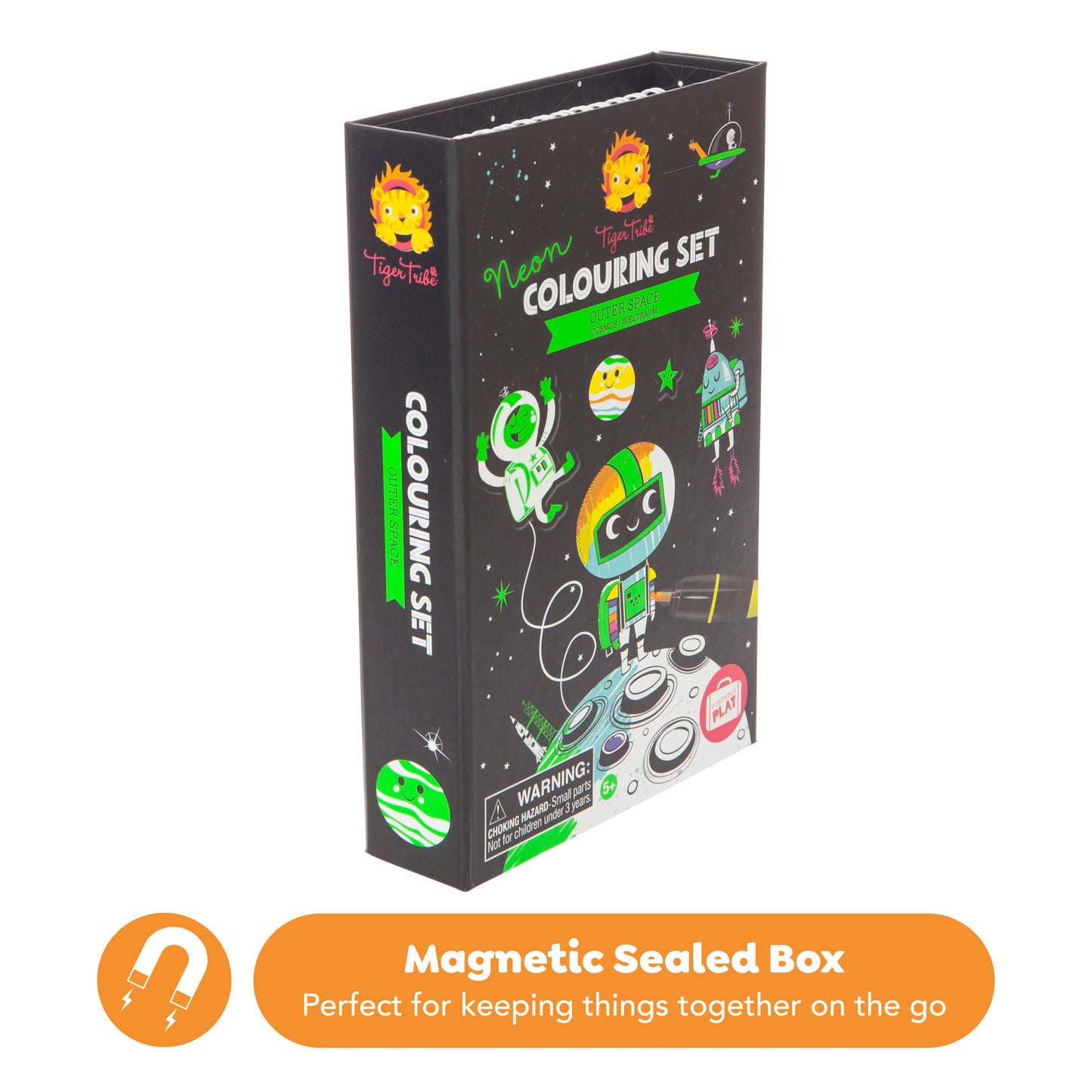 Tiger Tribe Neon Coloring Set - Outer Space Activity Kit with Markers & Stickers