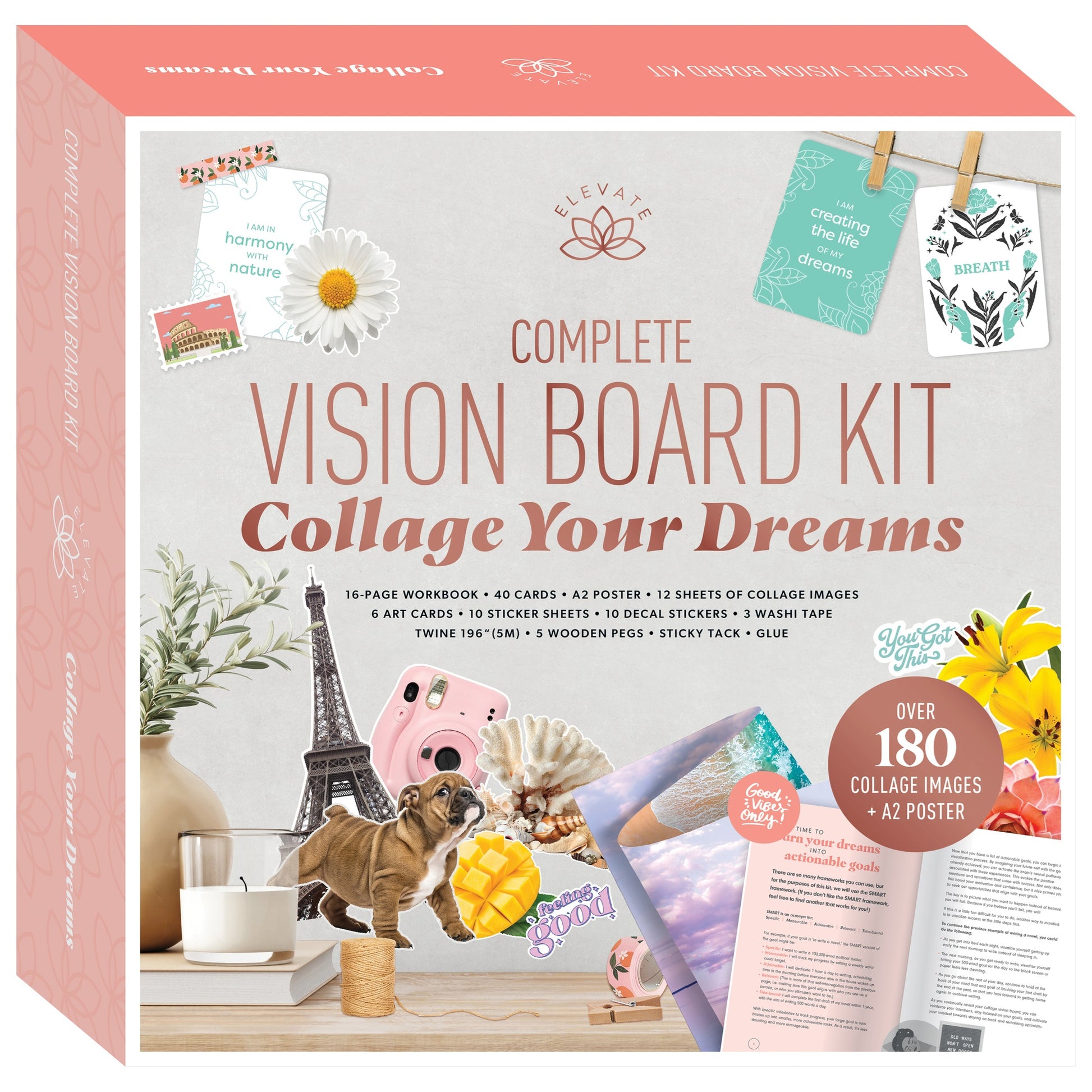 Elevate Vision Board Kit - Complete collage craft set with 180+ images, cards, and poster