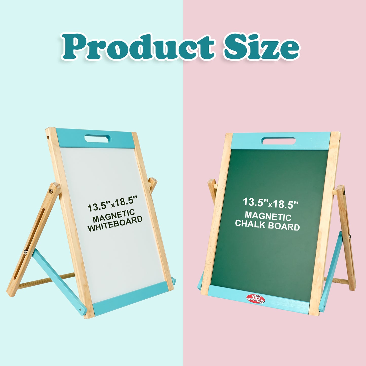 Easy Playhouse Wooden Tabletop Art Easel - Magnetic Double-Sided Chalk & Whiteboard