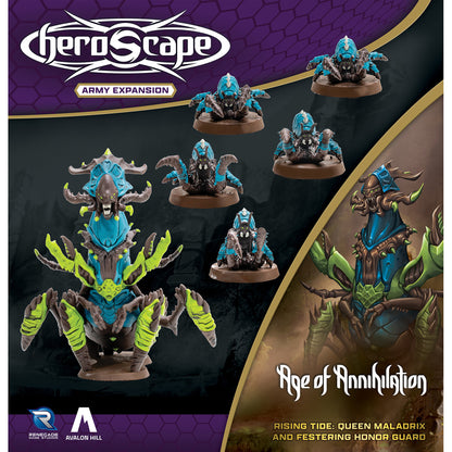 Heroscape Rising Tide Queen Maladrix Festering Honor Guard Army Expansion with 6 unpainted miniatures featuring blue ...