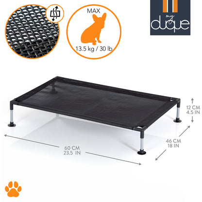 My Duque COOLA black pet bed for small dogs up to 30lb, 23.5x18 inches