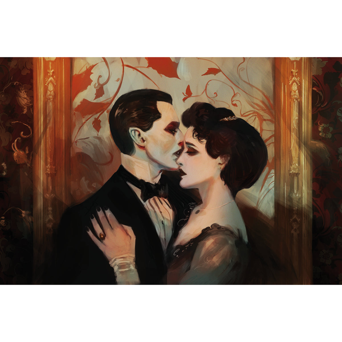 Vampire: The Masquerade 5th Edition In Memoriam Sourcebook roleplaying game book cover featuring two figures in forma...