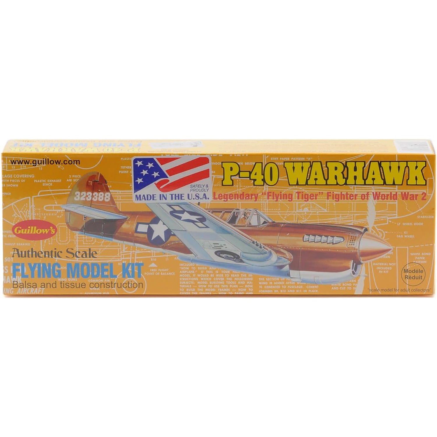 P-40 Warhawk Flying Model Kit by Guillow's - Balsa wood aircraft construction