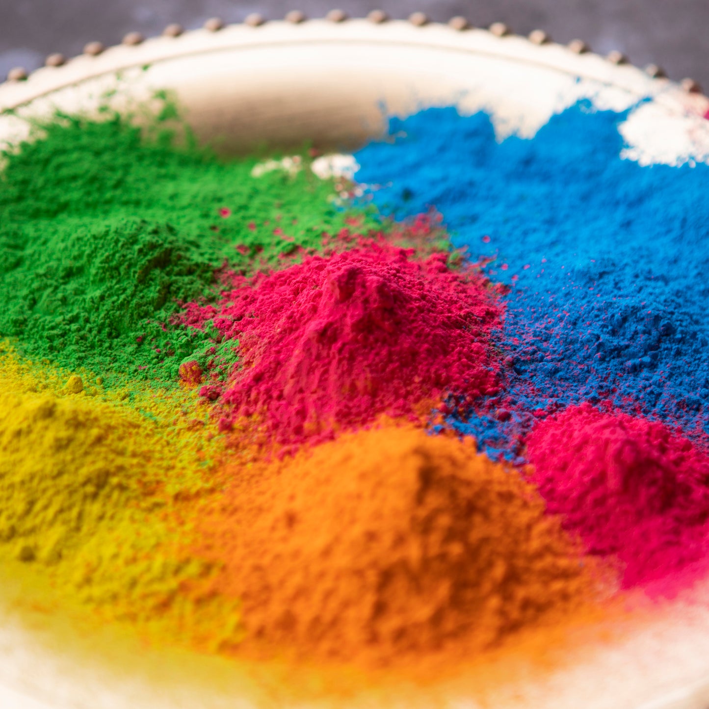 Holi Color Powder 20 Pack with vibrant rainbow colors including pink, blue, yellow, orange, and green powder