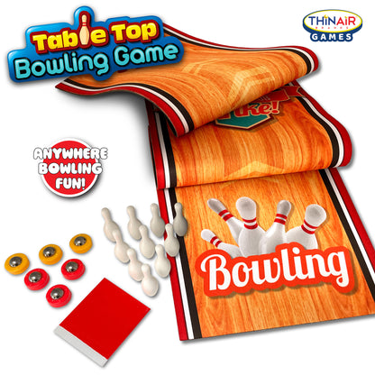 Thin Air Games Tabletop Bowling Set - Roll-Up Alley & Fun for Family