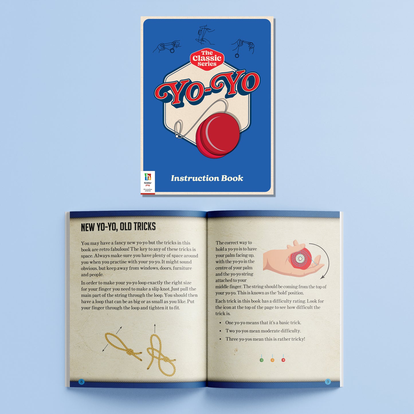 Hinkler Retro Box Learn Yoyo Classic Series instruction book with red yo-yo and tricks guide