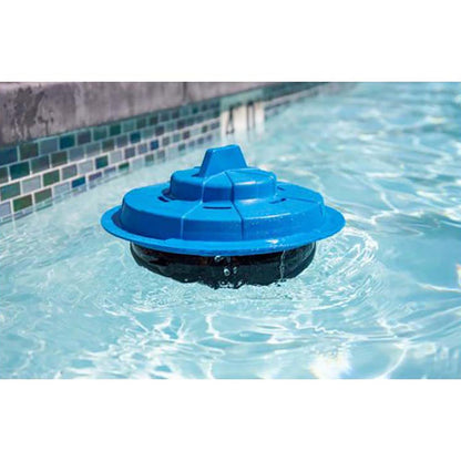 Blue Pool Patrol Pool Alarm floating in swimming pool water