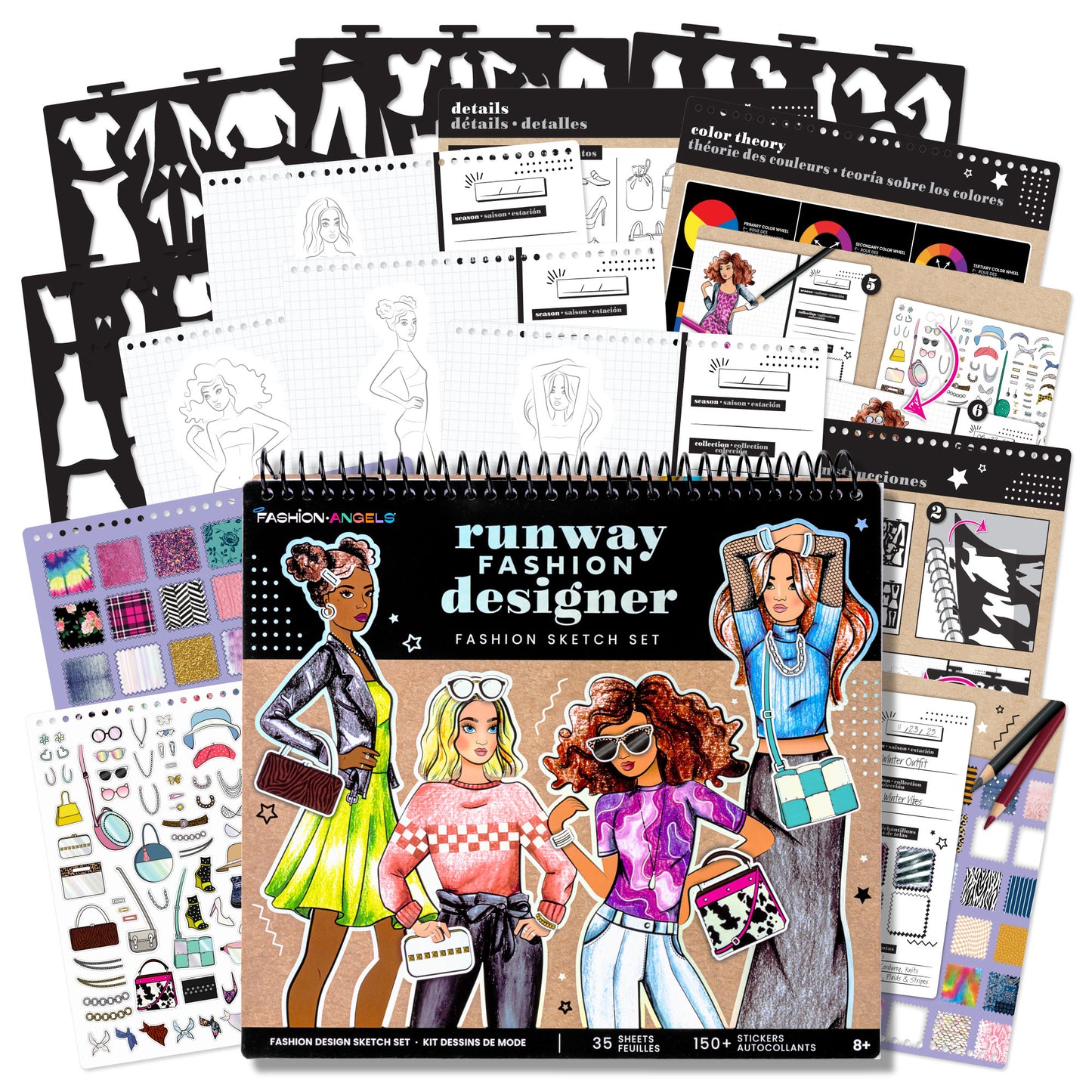 Fashion Angels Runway Fashion Designer Sketch Set - Kids' Art Kit, Ages 6+