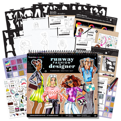 Fashion Angels Runway Fashion Designer Sketch Set - Kids' Art Kit, Ages 6+