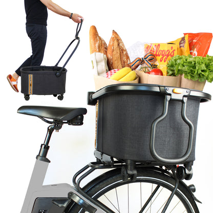 My Duque MULTI Bicycle Pannier Basket melange black shopping cart with groceries