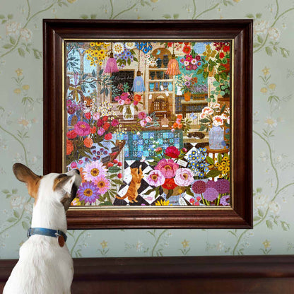 Piece&Love English Flower Shop 1000 piece puzzle with colorful floral design and brick building