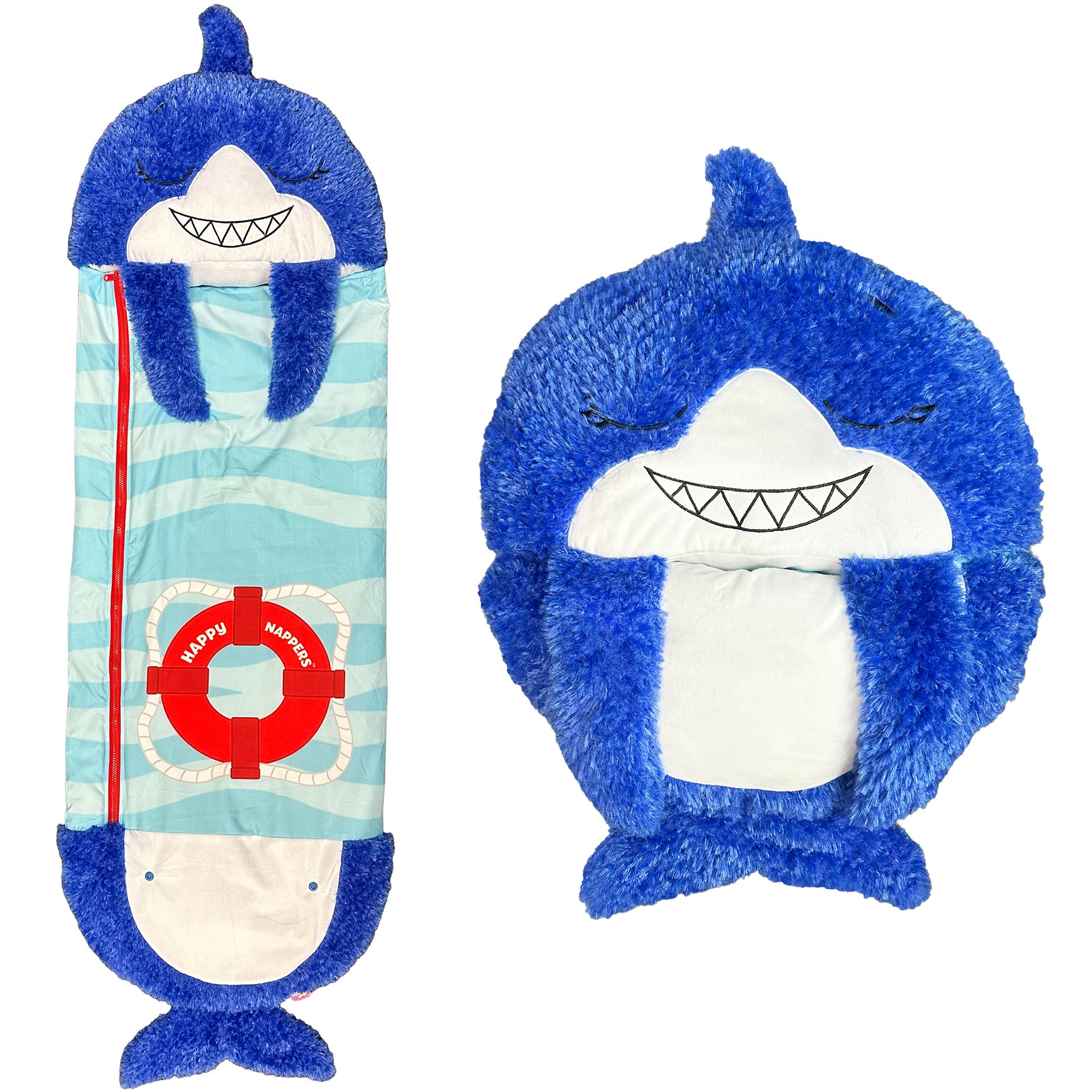 Happy Nappers Blue Shark pillow and sleeping bag set for kids