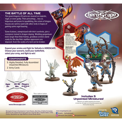 Heroscape Greatbow Archers & Scions of Icaria expansion with 5 unpainted miniatures and army cards