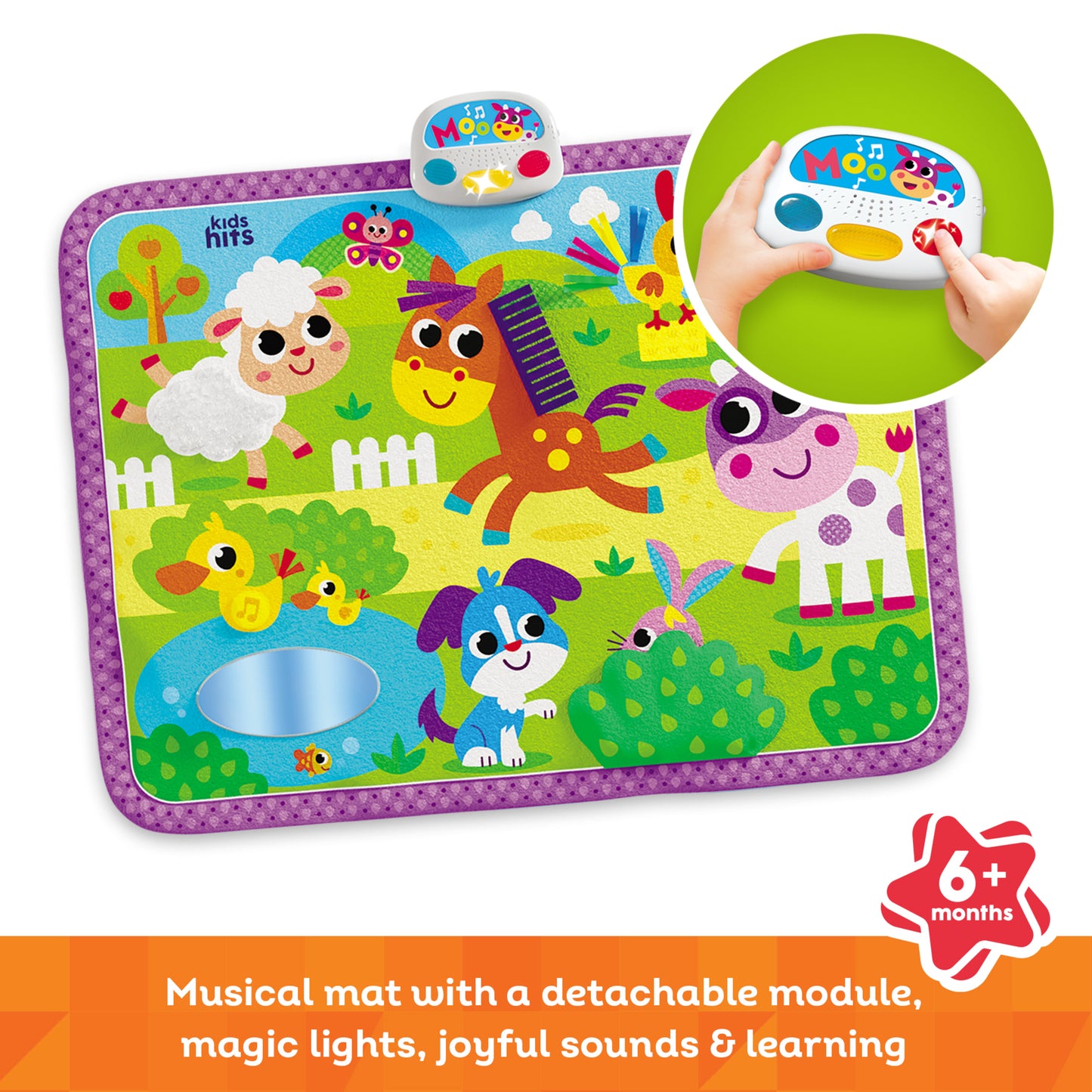 Kids Hits Touch & Play Mat Farm Friends musical sensory floor pad with lights and animal sounds for babies 6 months+