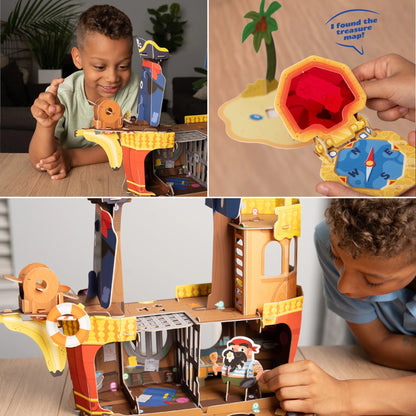 Banana-Rama Pirate Ship playset with yellow and red ship, treasure map, and pirate figures