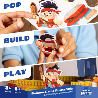 Banana-Rama Pirate Ship buildable playset with pirate character figure and red accessories