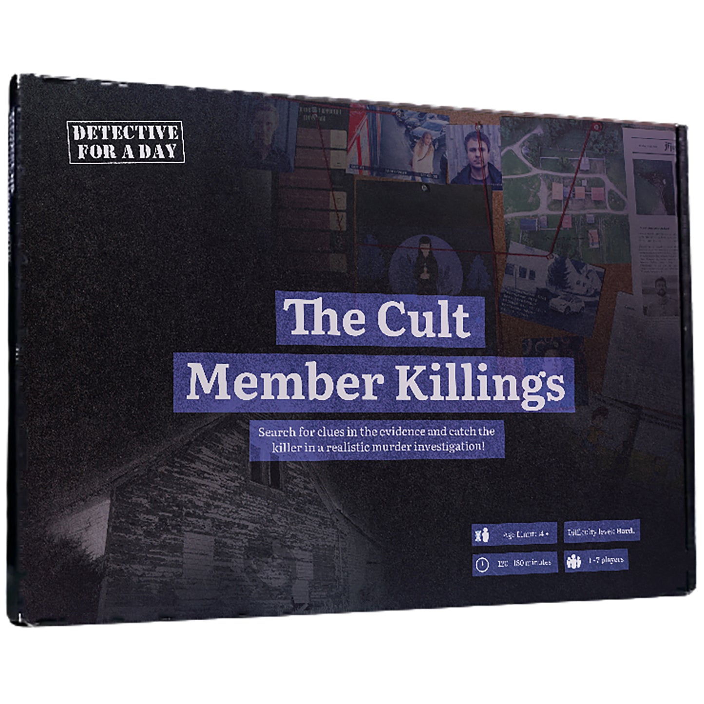 Detective For A Day: The Cult Member Killings murder mystery game box with interactive investigation gameplay