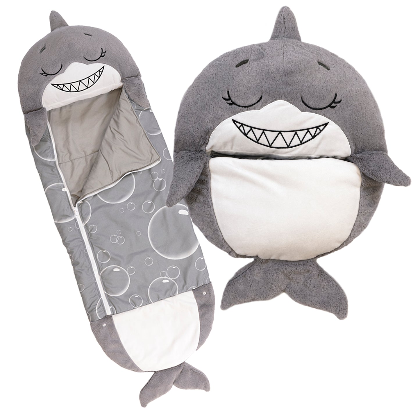 Happy Nappers: Pillow & Sleepy Sack: Med - Grey Shark