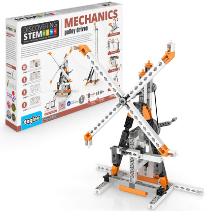 Engino Discovering STEM Mechanics Pulley Drives building set with orange and gray construction pieces