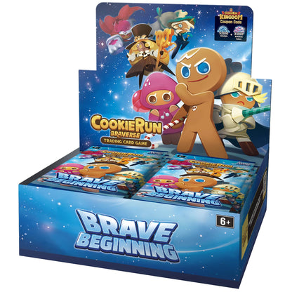 CookieRun Braverse Trading Card Game Brave Beginning Booster Display Box with gingerbread character and colorful cook...