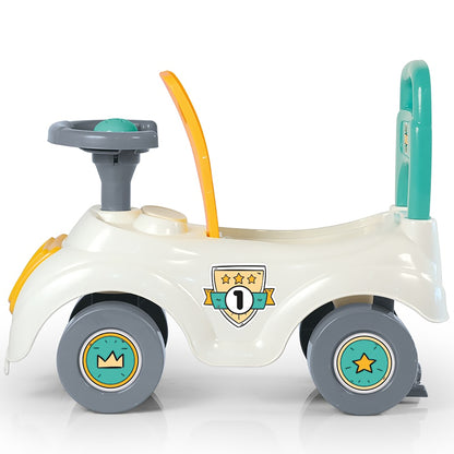 Dolu - Walk & Drive: Sit N' Ride - Vibrant Toddler Ride-on Toy, White-Yellow-Green