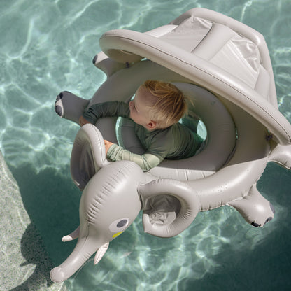 Baby Float Eli the Elephant grey inflatable pool float with canopy