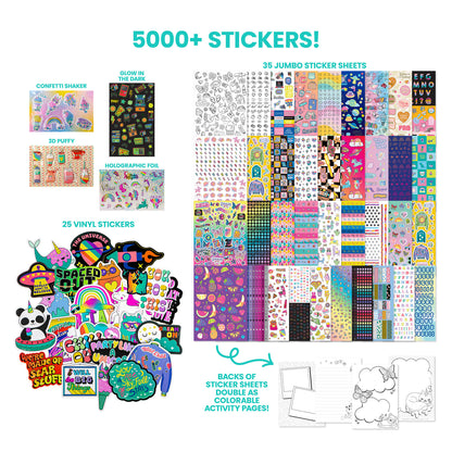 Mega Sticker Collection 5000+ Spectacular Variety Pack with 3D, Glow & Holographic Designs