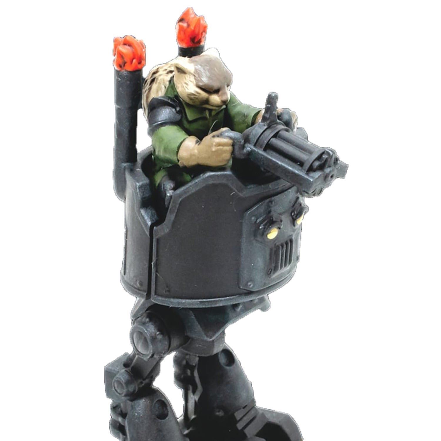 Imperator Kayne Heroscape miniature figure with green armor, flaming torch, and weapon on black base