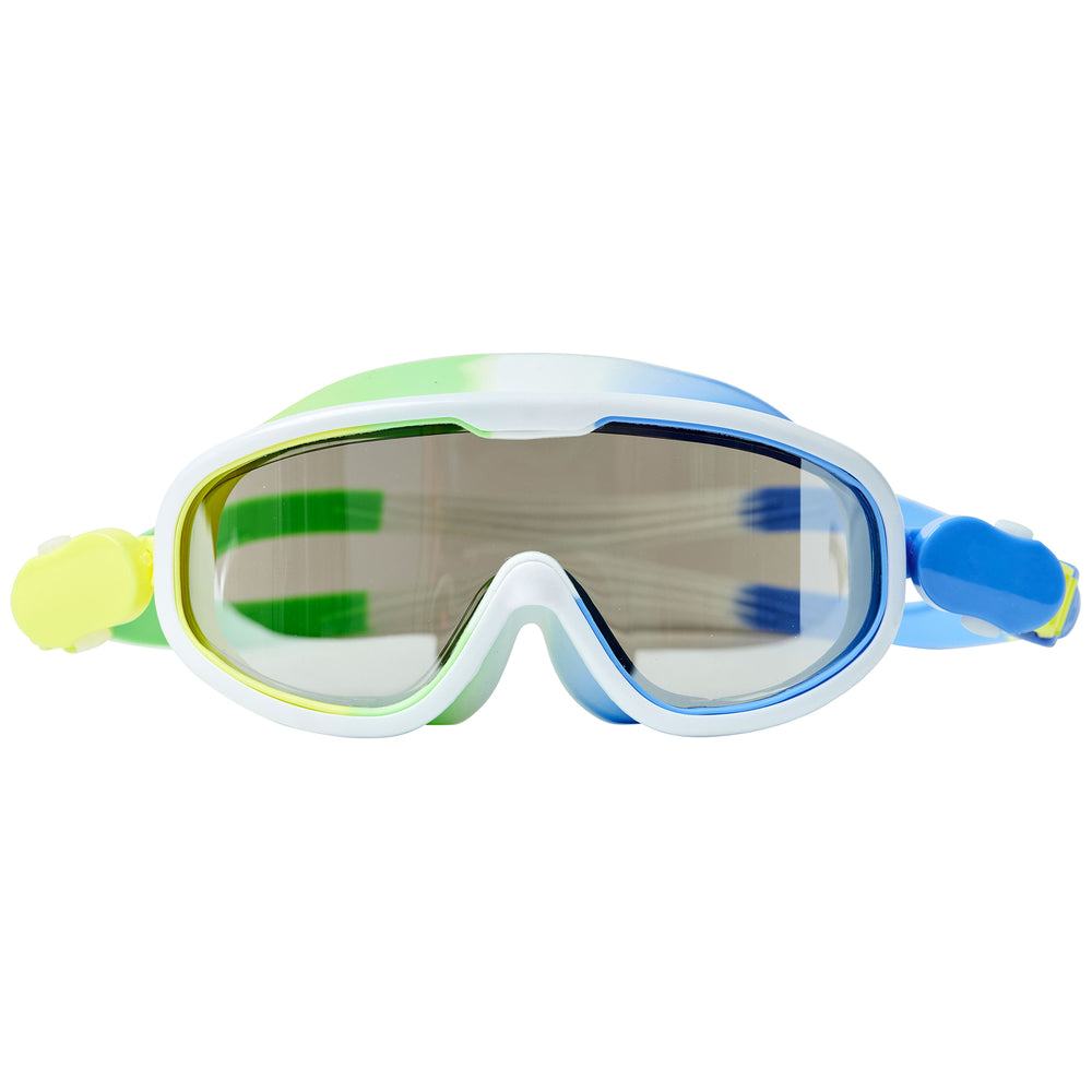 Kids Swim Mask Into the Jungle with blue and green frames and clear lenses