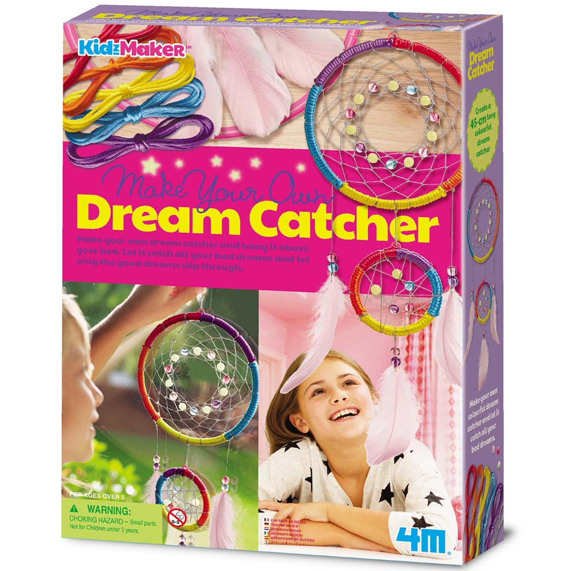 4M KidzMaker Make Your Own Dream Catcher DIY craft kit with colorful strings and beads