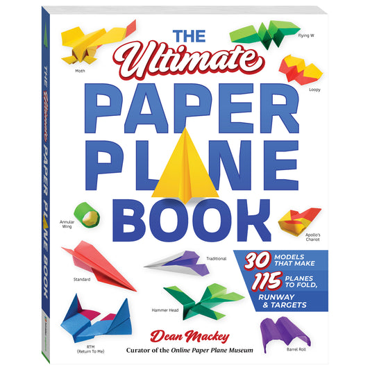 Ultimate Paper Plane Book by Hinkler with 30 colorful paper plane models and folding instructions