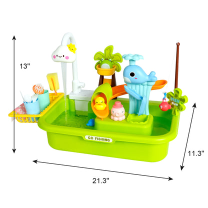 Easy Playhouse Splash & Cook 4-In-1 Play Sink with Running Water Faucet