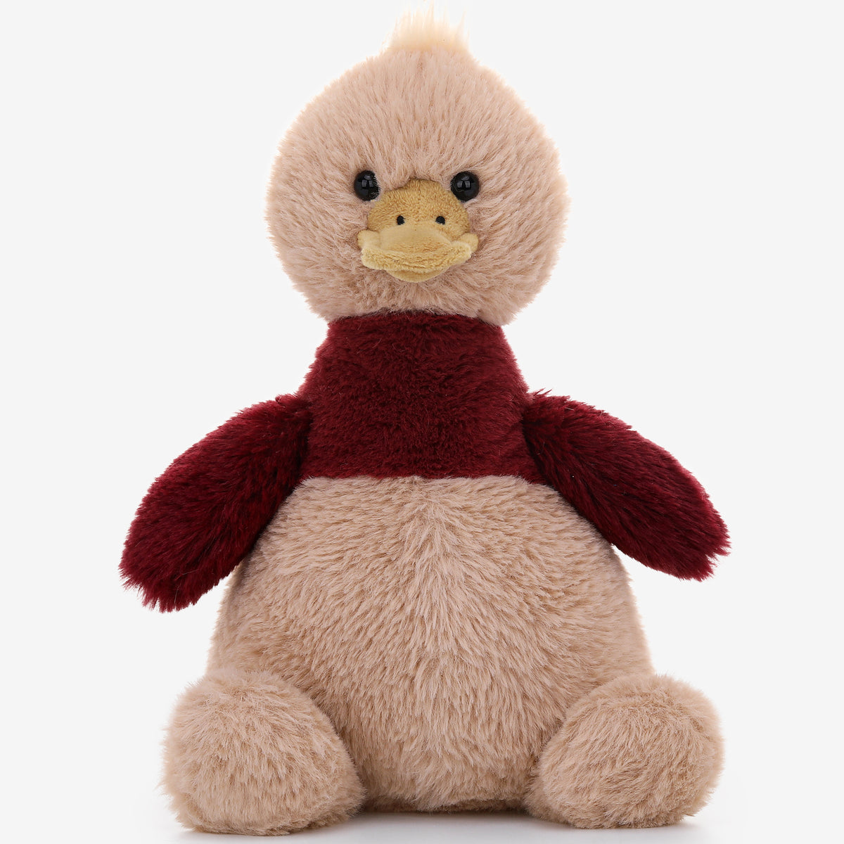 Farm Series Bordeaux Duck 9.8" plush toy with cream head, yellow beak, and burgundy wings and chest