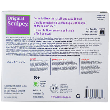 Original Sculpey Terra Cotta clay 1.75lb oven-bake modeling clay package