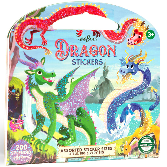 eeBoo Dragon Stickers book with 200+ colorful stickers in assorted sizes