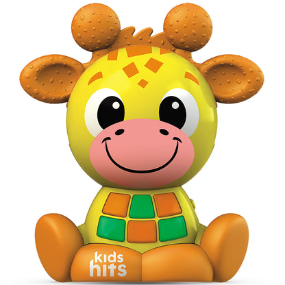 Kids Hits Babykins Giraffe yellow toy with brown ears, pink nose, interactive buttons, lights and sounds