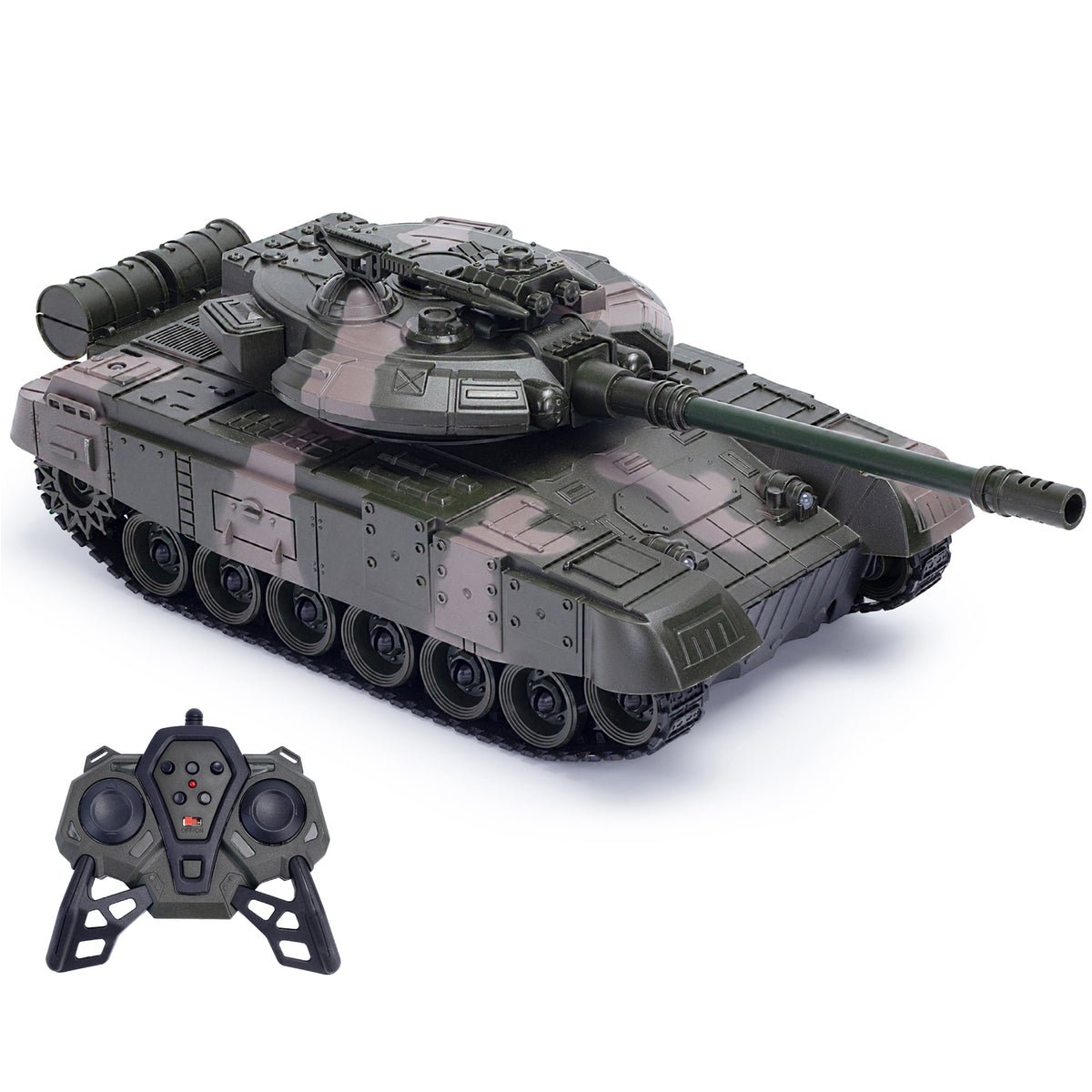 CMJ RC Battle Tank grey camo with remote control, 1:16 scale military vehicle toy