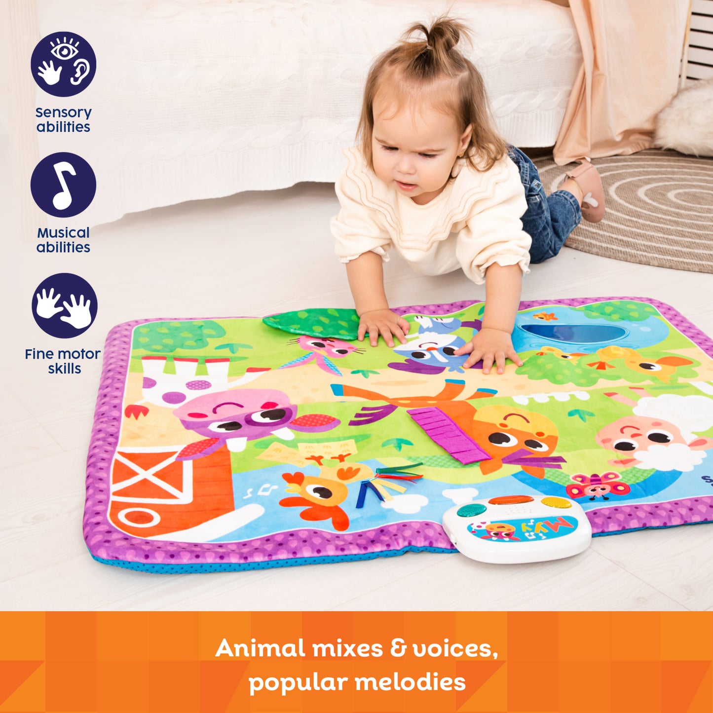 Kids Hits Touch & Play Mat Farm Friends colorful sensory floor pad with animal sounds and lights