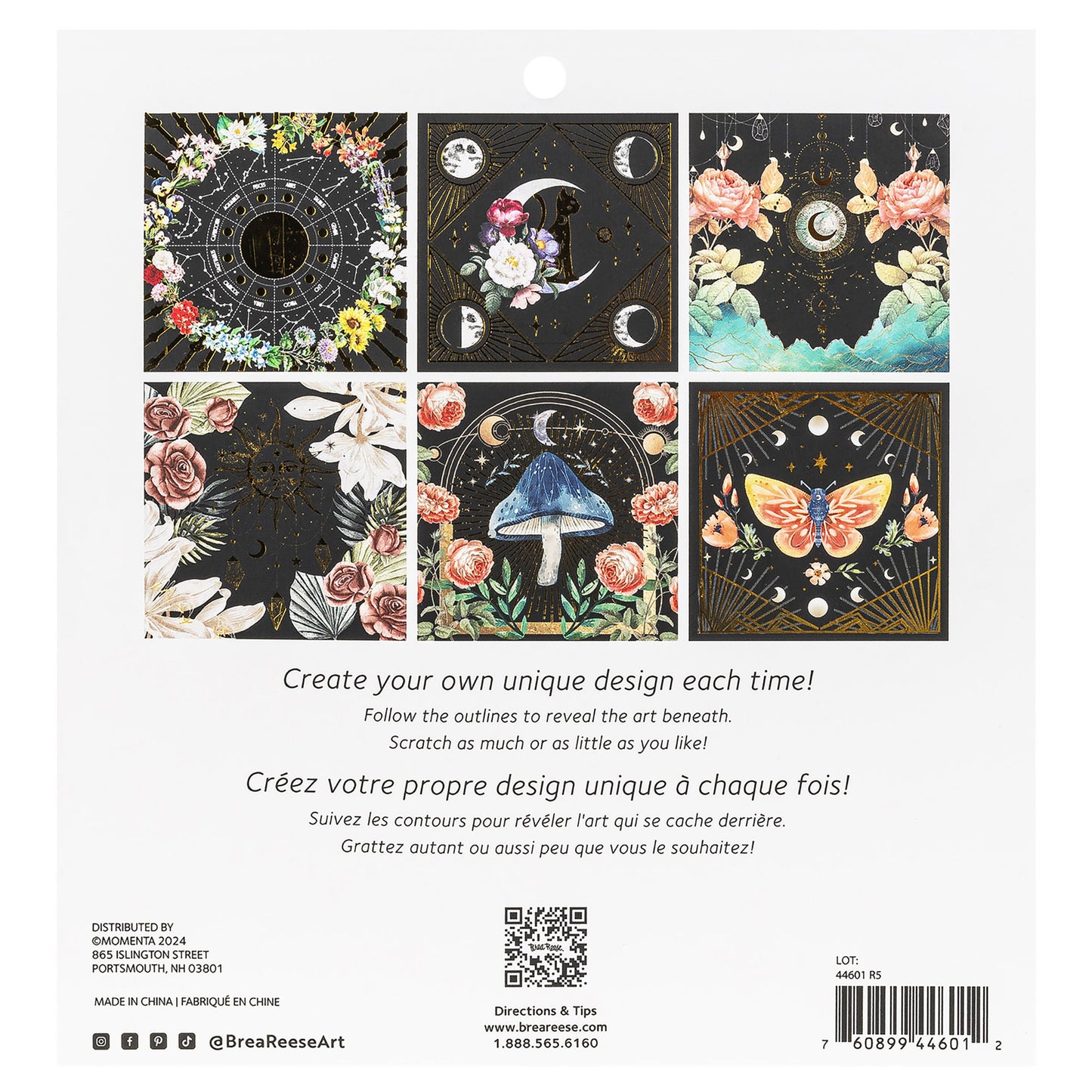 Scratch Art Paper Pad - Whimsical Celestial with floral and moon phase designs