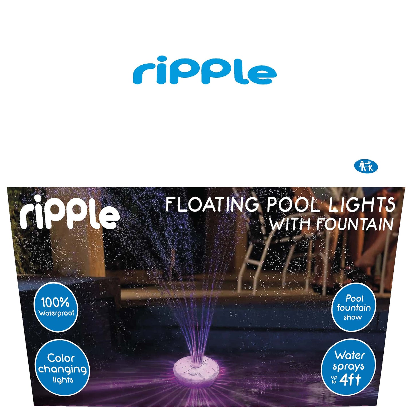 RIPPLE Floating LED Pool Light & Fountain - 4ft Colorful Water Display